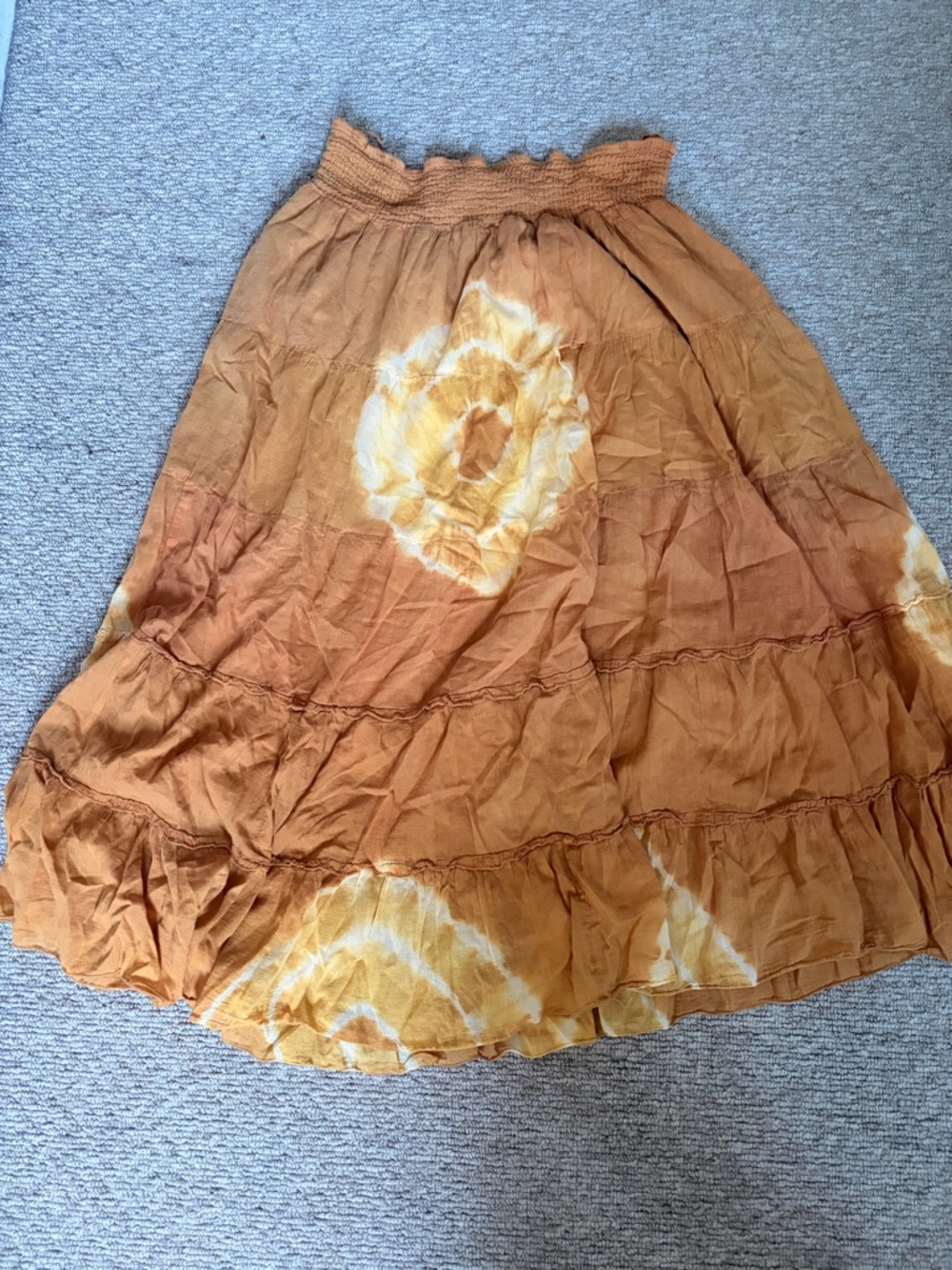 Tie-Dye Tiered maxi Skirt - Rust Orange